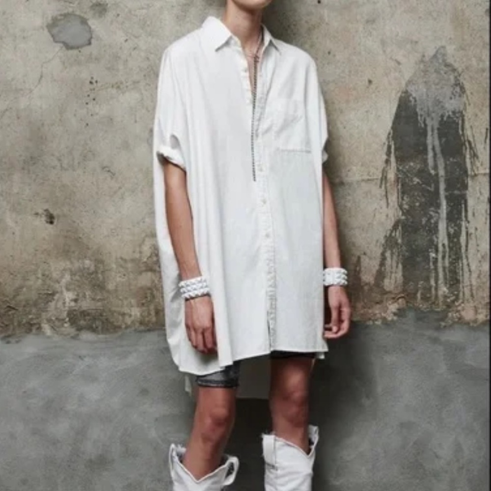 R13 oversized boxy cotton button down dress size S